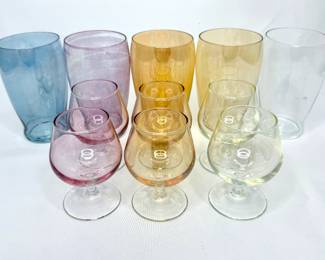 Vintage Set of Iridescent Glass - 5 Tumblers and 6 Small Glasses
