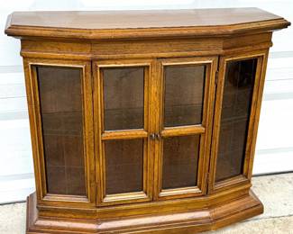 Wood 2-Door Bow Front Curio Cabinet with Glass Shelves