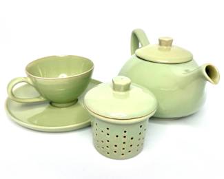 Sage Green Porcelain Tea Set with Infuser