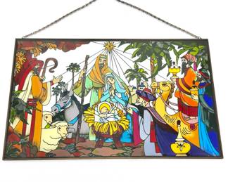 Stained Glass Hanging Nativity Scene