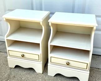 Pair of Vintage French Country Nightstands in Cottage White