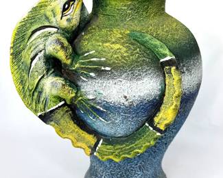 Hand Made Ceramic Pottery 3D Lizard Vase