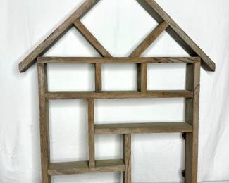 Handcrafted Rustic House-Shaped Wooden Wall Curio Shadow Box