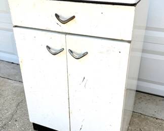 Vintage Kitchen Metal Cabinet with Enamel Top