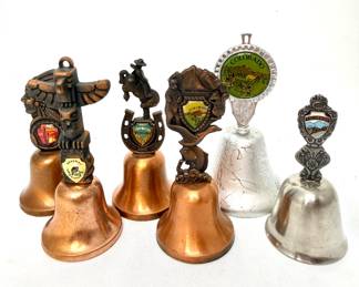 Set of 6 Brass and Metal Souvenir Bells