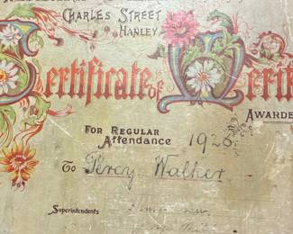 1926 Wesleyan Sunday School Certificate of Merit