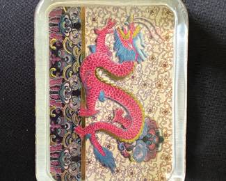 Vintage Asian Style Reverse-Painted Dragon Paperweight