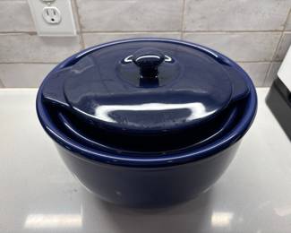 Vintage Cobalt Blue Ceramic Casserole Set