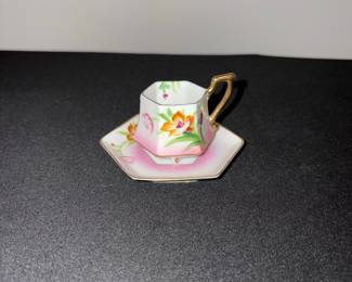 Vintage Miniature Hexagonal Teacup and Saucer Set - MK Japan
