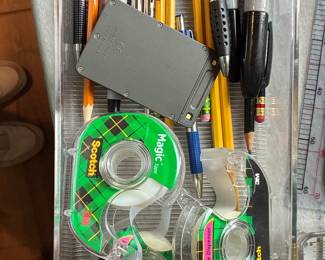 Assorted Office Supplies Desk Organizer Tray