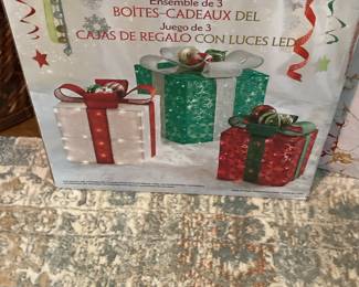 Set of 3 LED Lighted Christmas Gift Boxes with Snowflakes