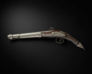 Ottoman Silver-Mounted Flintlock Pistol Replica