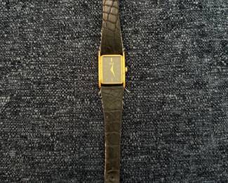 Vintage Seiko Quartz Tank Watch (1400-2920) - Gold Tone, Black Dial