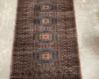 Vintage Baluch Hand-Knotted Wool Runner Rug