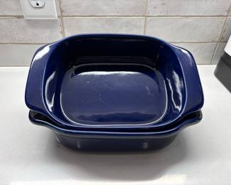Vintage Cobalt Blue Ceramic Casserole Set