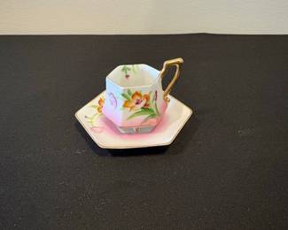 Vintage Miniature Hexagonal Teacup and Saucer Set - MK Japan