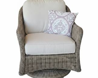 Wicker Swivel Rocker Patio Set with Ottomans