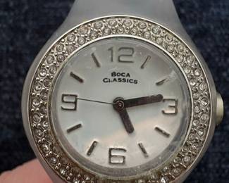 Boca Classics Rhinestone Bezel Silicone Watch