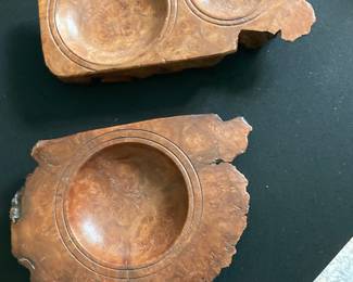 Vintage Burl Wood Ashtrays / Catch-all Dishes