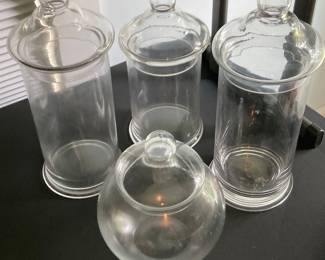 Set of 4 Clear Glass Apothecary Jars