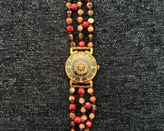 Vintage Ernest Borel Cocktail Kaleidoscope Watch with Beaded Bracelet