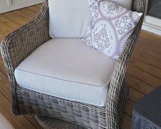 Wicker Swivel Rocker Patio Set with Ottomans