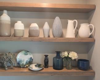 Modern Decorative Ceramic and Glass Vase Collection with Elephant Figurine