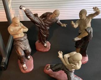 Set of 4 Shiwan Mudman Kung Fu Monk Figurines