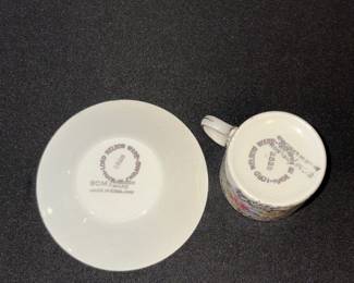 vintage Lord Nelson Ware demitasse cup and saucer set in the "Rose Time" (Pattern 2528) chintz design