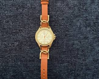 Fossil Women's Riley Multifunction Crystal-Bezel Watch with Leather Link Strap