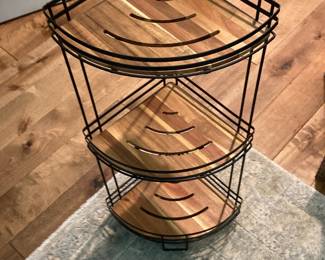 3-Tier Metal and Wood Corner Shelf Unit