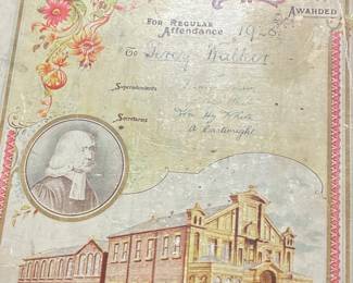 1926 Wesleyan Sunday School Certificate of Merit