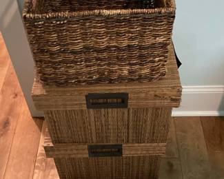 Set of 2 Woven Storage Baskets with Metal Handles