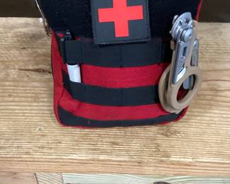 Red MOLLE Tactical Medical Pouch with Trauma Shears (Empty)