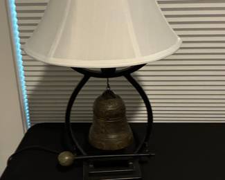 Rustic Farmhouse Table Lamp with Bell Accent