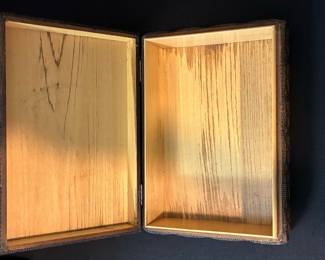 Vintage Hand-Carved Wooden Jewelry Box with Geometric and Floral Motifs