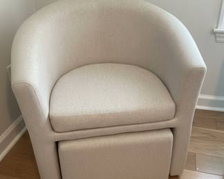Modern Upholstered Barrel Accent Chair and Storage Ottoman Set