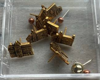 Vintage Brass Architectural Building Push Pins
