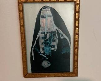 Portrait of a Woman in Traditional Battoulah Mask - Acrylic Painting