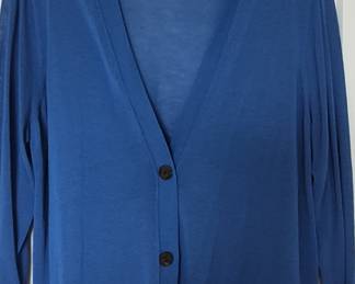Chico's Blue Button-Front V-Neck Cardigan