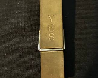 Vintage Solid Brass "YES" Clothespin Desk Clip