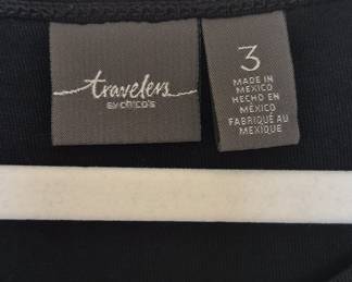 Chico's Travelers Collection Black Ruched Detail Long Sleeve Top