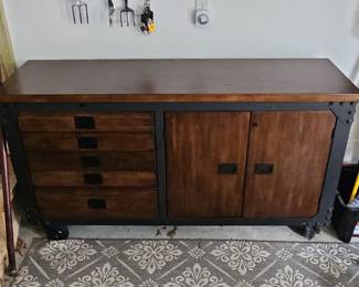 Industrial Style Wood and Metal Tool Chest Sideboard