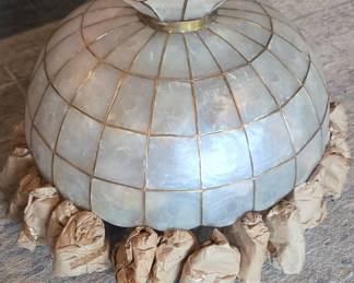 Vintage Philippine Capiz Shell Globe Pendant Lamp