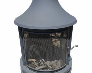 Outdoor Wood-Burning Steel Chiminea Fireplace with Grill