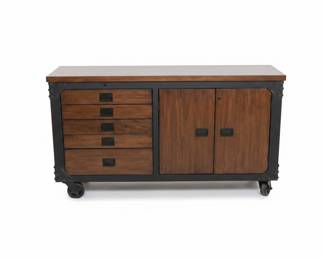 Industrial Style Wood and Metal Tool Chest Sideboard
