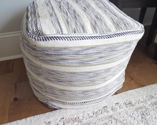 Striped Hand-Woven Cotton Pouf Ottoman