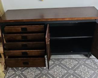 Industrial Style Wood and Metal Tool Chest Sideboard
