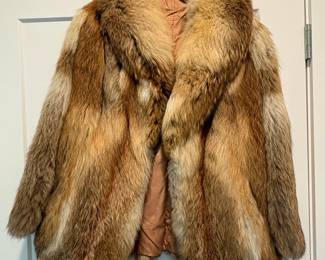 Vintage Red Fox Fur Jacket with Shawl Collar