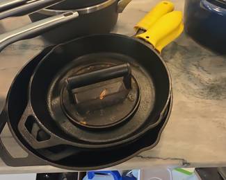 Lodge Cast Iron Grill Press and Skillet Set